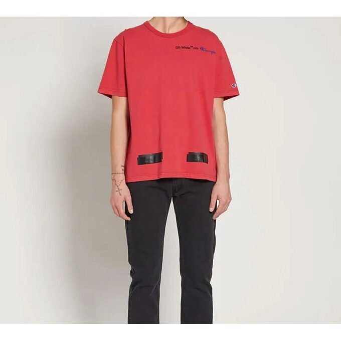 Off-White x Champion MENS Virgil Abloh Champion Tee Red