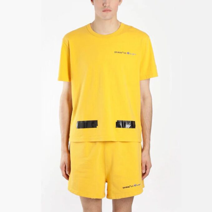 Off-White x Champion MENS Virgil Abloh Champion Tee Yellow