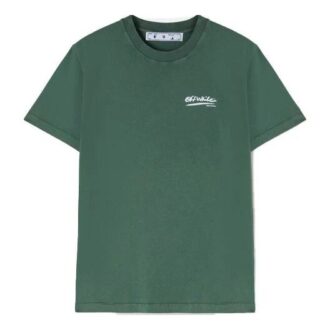 Off-White x Eden Rock St. Barth Crossover Solid Color Alphabet Printing Round Neck Short Sleeve Version Green T-Shirt