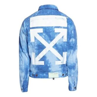 Off-White x END.CHEMICAL WASH Slim Back Arrow Tie Dye Denim Jacket Blue
