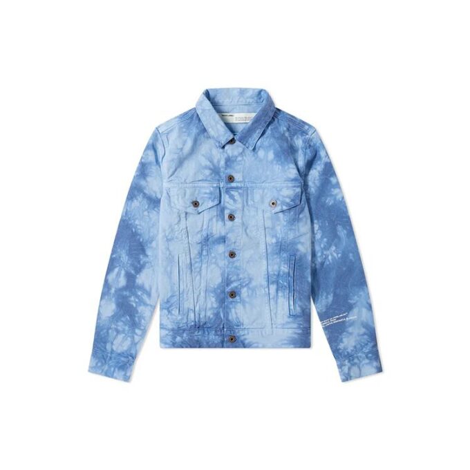 Off-White x END.CHEMICAL WASH Slim Back Arrow Tie Dye Denim Jacket Blue