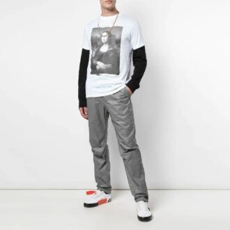 Off-White x MCA Crossover Mona Lisa Printing Round Neck Pullover Short Sleeve Slim Fit Version White