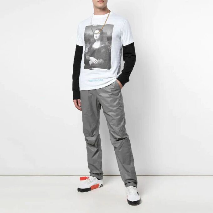 Off-White x MCA Crossover Mona Lisa Printing Round Neck Pullover Short Sleeve Slim Fit Version White
