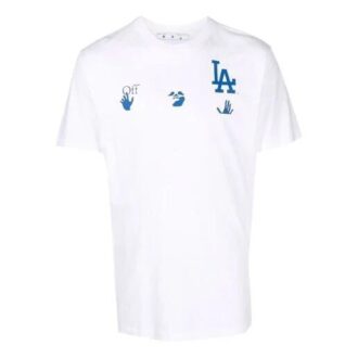 Off-White x New Era x MLB Crossover SS22 LA Dodgers Logo Printing Short Sleeve Ordinary Version White
