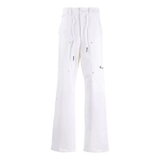 Off-White x Nike Crossover Solid Color Small Logo Printing Straight-Leg Casual Pants/Trousers White