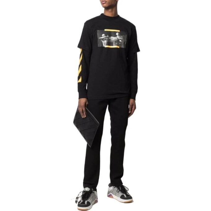 Oil Painting Print Round Neck Short Sleeve T-Shirt “Black”