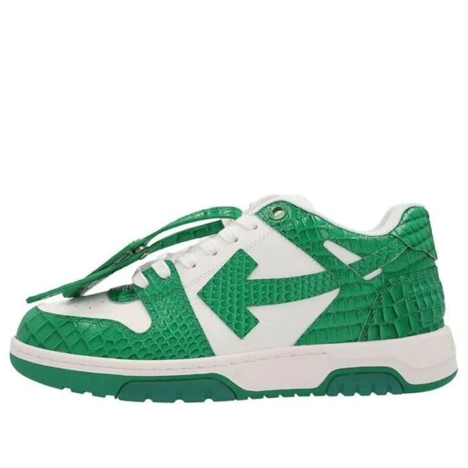 Out Of Office Crocodile Print Low-Top Sneakers “Green White”
