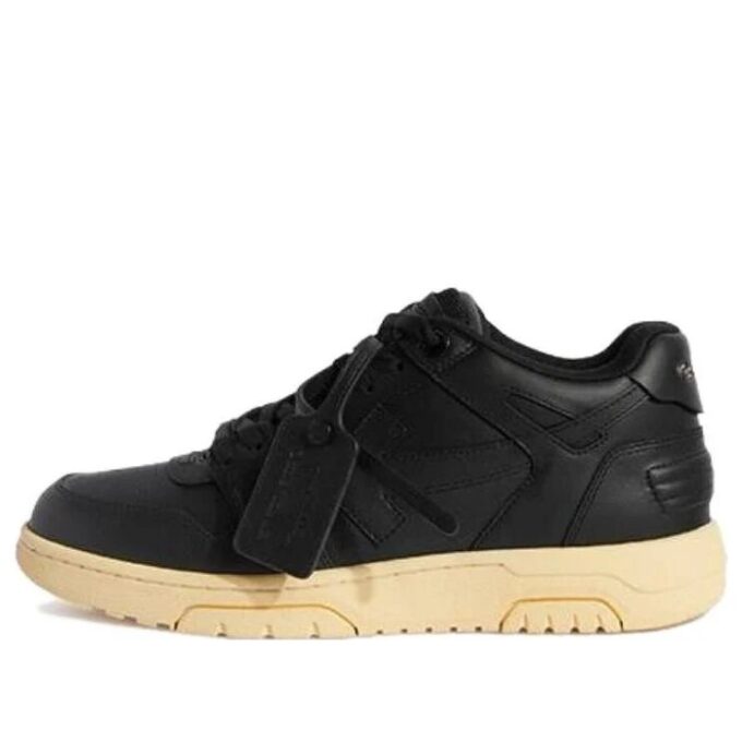 Out Of Office Leather Sneakers “Black Yellow”