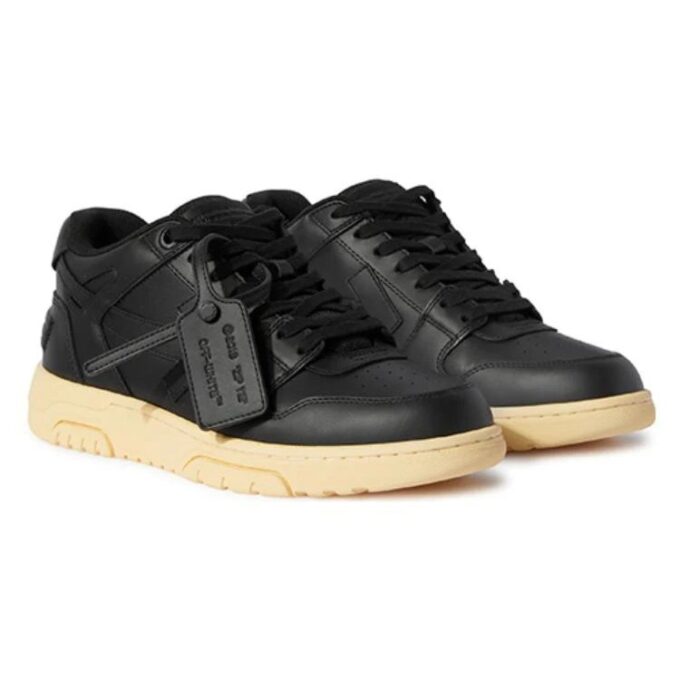 Out Of Office Leather Sneakers “Black Yellow”