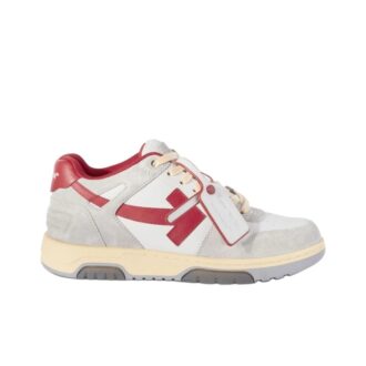 Out Of Office Leather Sneakers “Grey White Red”