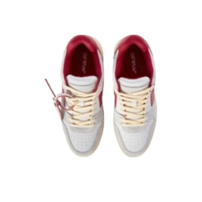Out Of Office Leather Sneakers “Grey White Red”