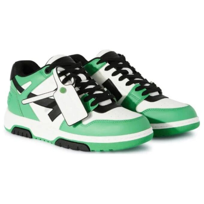 Out Of Office Leather Sneakers “Neon Green Black White”