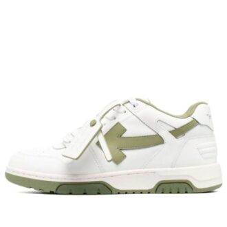 Out Of Office Leather Sneakers “White Olive Green”