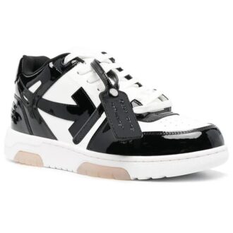 Out Of Office Low-Top Patent Sneaker “Black White”