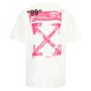 Oversized Diag Stencil T-Shirt “White Fuchsia Pink”
