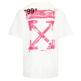 Oversized Diag Stencil T-Shirt “White Fuchsia Pink”