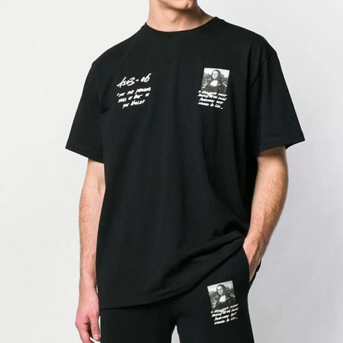 Oversized Monalisa Graphic Print T-Shirt /White