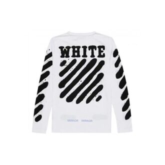 OW White Splash Ink Graffiti Long Sleeves “White Black”