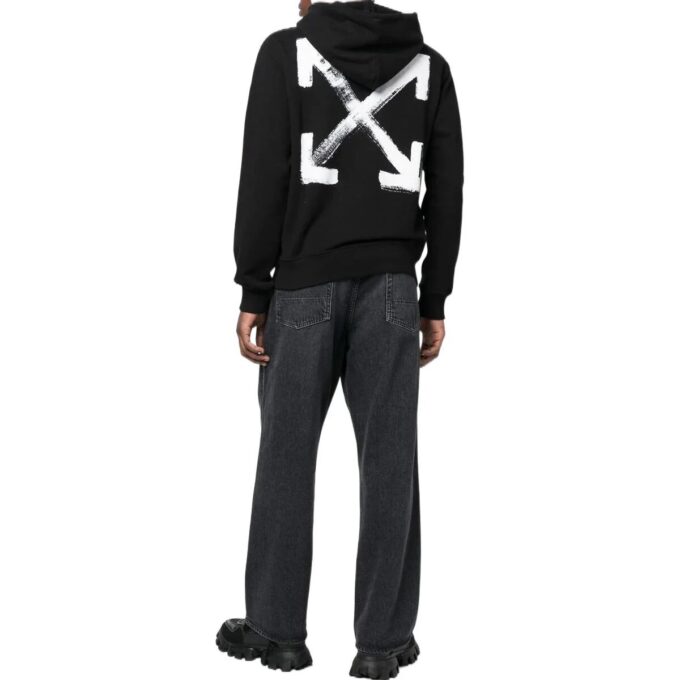 Paint Arrow Slim Hoodie “Black White”