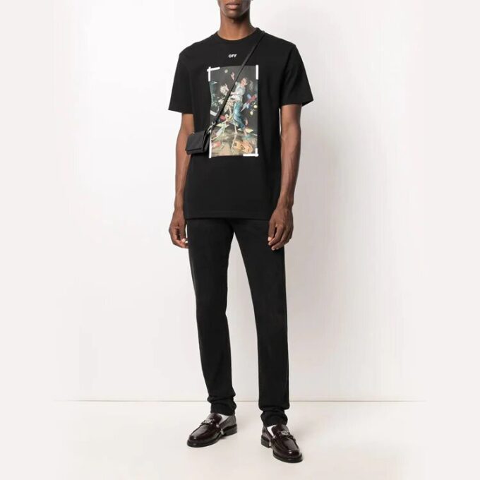 Painting Printing Short Sleeve Black
