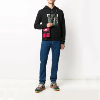 Pascal Painting Printing Hooded Pullover Men Black