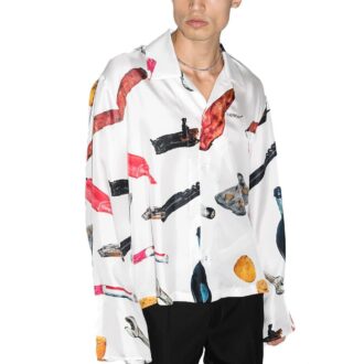 Pascal Pascal Applique Silk Shirt Men’ s White