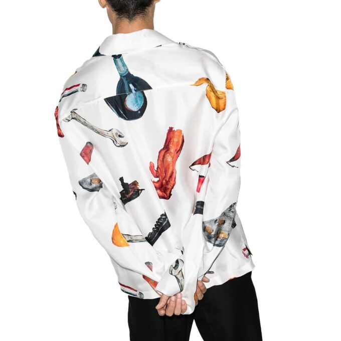 Pascal Pascal Applique Silk Shirt Men’ s White