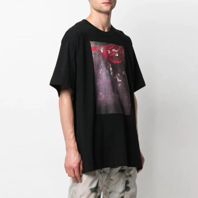 Pattern Arrow Printing Loose Fit Short Sleeve Black