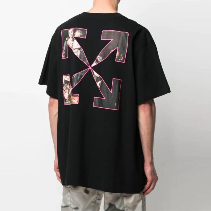 Pattern Arrow Printing Loose Fit Short Sleeve Black