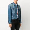 Pattern Printing Denim Jacket Loose Fit Blue