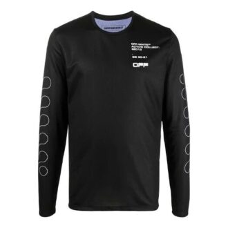 Pattern Printing Round Neck Pullover Long Sleeves Slim Fit Version Black