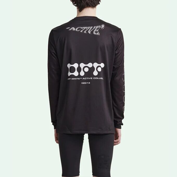 Pattern Printing Round Neck Pullover Long Sleeves Slim Fit Version Black