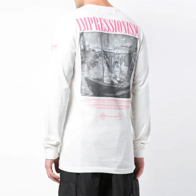 Pattern Printing Round Neck White