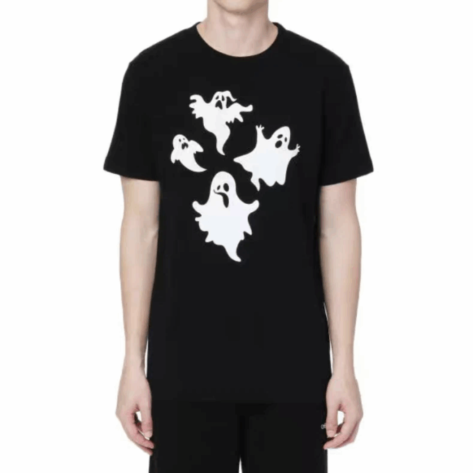 Pattern Printing Short Sleeve Black