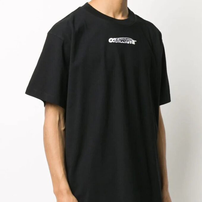 Pattern Printing Short Sleeve Black