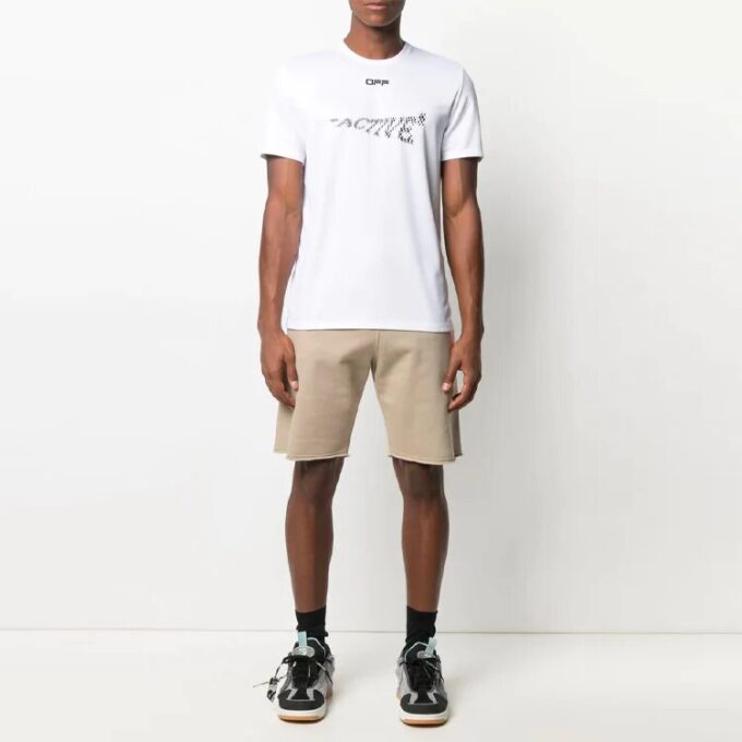 Pattern Printing Short Sleeve Slim Fit Version White