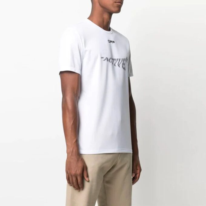 Pattern Printing Short Sleeve Slim Fit Version White