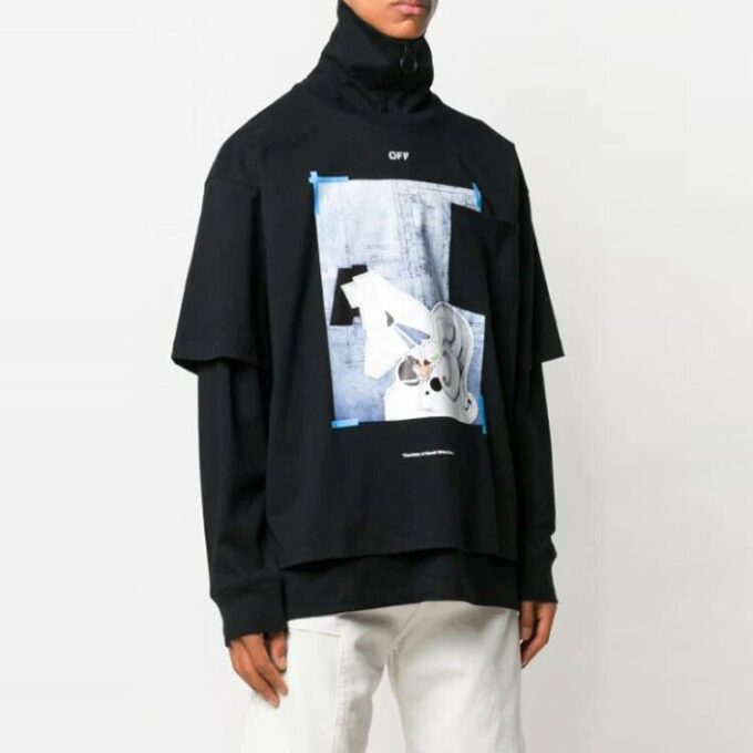 Pattern Printing Zipper lapel Long Sleeves