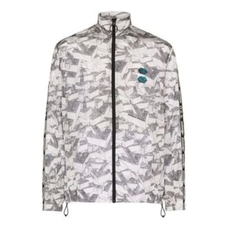 Pattern Zipper Sports Jacket Loose Fit Gray White