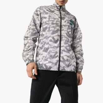 Pattern Zipper Sports Jacket Loose Fit Gray White