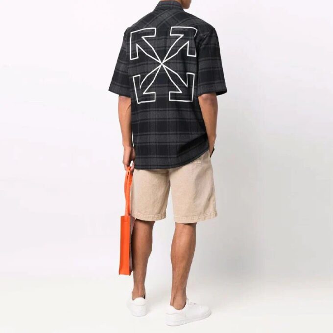 Plaid Casual Short Sleeve Shirt Black