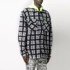 Plaid hooded Long Sleeves Shirt Loose Fit Black