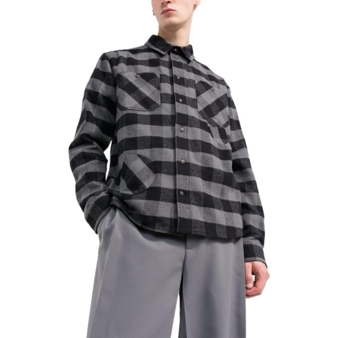 Plaid Long Sleeves Shirt Gray