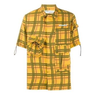 Plaid Pocket Short Sleeve Shirt Version Yellow
