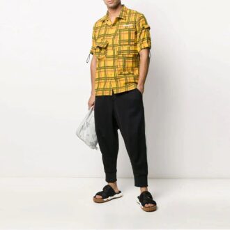 Plaid Pocket Short Sleeve Shirt Version Yellow