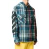 Plaid Printing Asymmetric hooded Shirt Blue