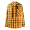 Plaid Printing Hooded Jacket Loose Fit Yellow