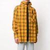 Plaid Printing Hooded Jacket Loose Fit Yellow