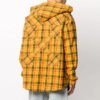 Plaid Printing Hooded Jacket Loose Fit Yellow