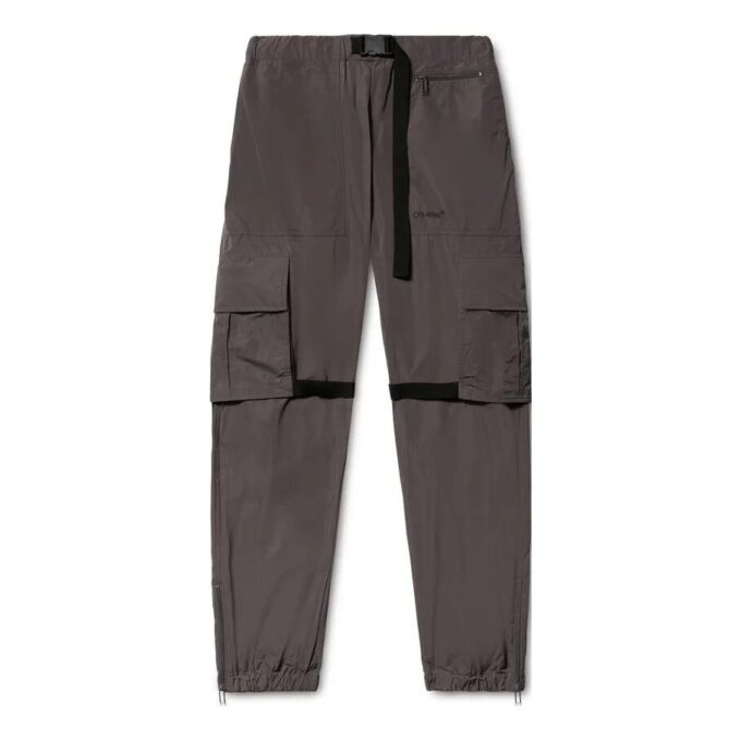 Poly Diagonal-stripes Cargo Pants “Dark Grey”